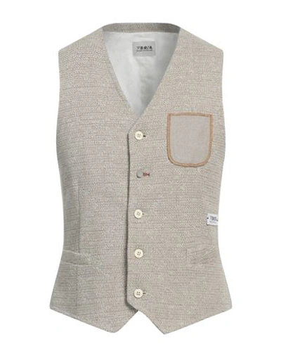 Berna Man Tailored Vest Sand Size S Cotton, Polyester In Beige