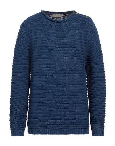 Canali Man Sweater Blue Size 44 Cotton