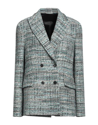 Pt Torino Woman Blazer Azure Size 6 Cotton, Polyester, Acrylic, Polyamide, Viscose In Blue