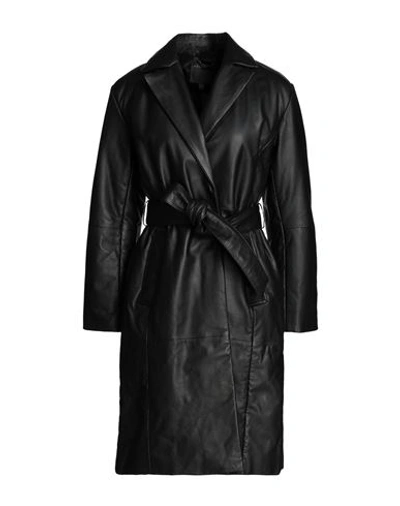 Muubaa Woman Overcoat Black Size 12 Lambskin