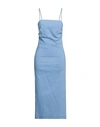 Seventy Sergio Tegon Seventy Venezia Woman Maxi Dress Light Blue Size 6 Linen, Viscose, Elastane In Blue