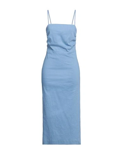Seventy Sergio Tegon Woman Maxi Dress Light Blue Size 6 Linen, Viscose, Elastane