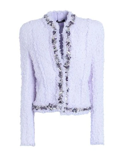 Balmain Woman Blazer Lilac Size 8 Polyamide In Purple