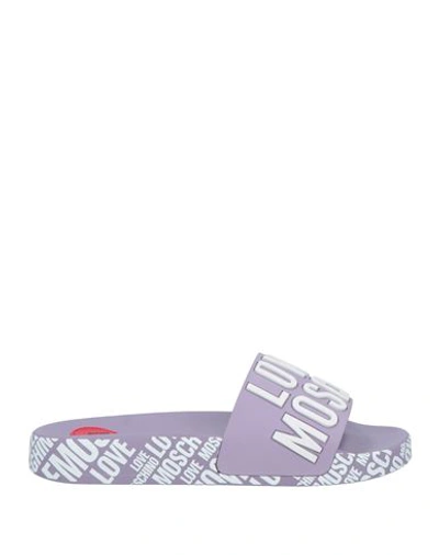 Love Moschino Woman Sandals Lilac Size 11 Pvc - Polyvinyl Chloride In Purple