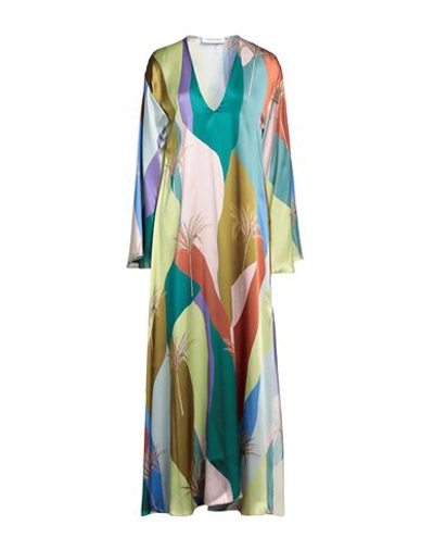 Raquel Diniz Lena Printed Colour-blocked Silk Kaftan Dress In Colorful Sunset