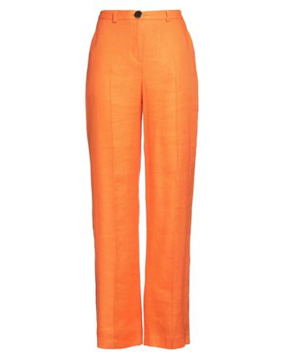 Xandres Woman Pants Orange Size 8 Viscose, Linen, Elastane
