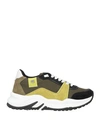 Baldinini Woman Sneakers Military Green Size 6 Leather, Textile Fibers In Green