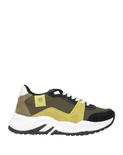 Baldinini Woman Sneakers Military Green Size 6 Leather, Textile Fibers