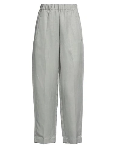 Tela Woman Pants Light Grey Size 8 Viscose, Linen