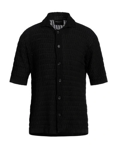 Roberto Collina Man Cardigan Black Size 40 Cotton, Linen