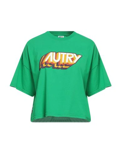 Autry Woman T-shirt Green Size Xs Cotton