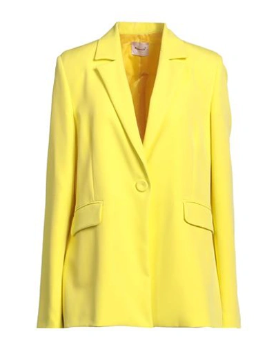 Mariuccia Woman Blazer Yellow Size S Polyester, Elastane