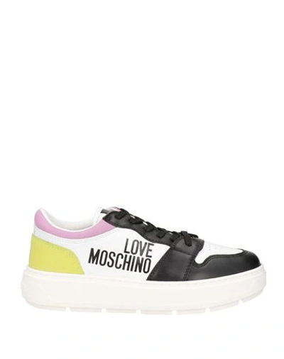 Love Moschino Woman Sneakers Black Size 8 Leather, Textile Fibers