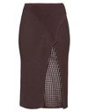 Andreädamo Andreādamo Woman Midi Skirt Dark Brown Size L Viscose, Polyester, Polyamide, Elastane In Brown