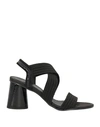 Daniele Ancarani Woman Sandals Black Size 7 Textile Fibers, Soft Leather In Black