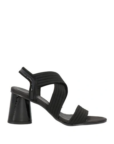 Daniele Ancarani Woman Sandals Black Size 7 Textile Fibers, Soft Leather