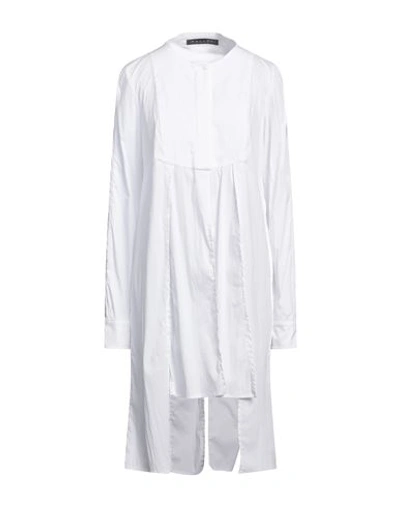 Malloni Woman Shirt White Size 8 Cotton, Nylon, Elastane