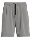 Woc Writing On Cover Man Shorts & Bermuda Shorts Grey Size L Polyester, Viscose, Elastane