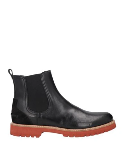 Pollini Man Ankle Boots Black Size 12 Leather In Black