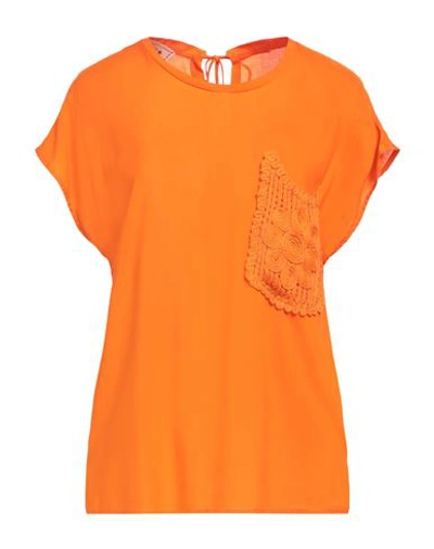 Shirtaporter Woman Top Orange Size 6 Viscose