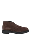 Santoni Man Ankle Boots Lead Size 11.5 Soft Leather In Brown