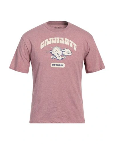 Carhartt Man T-shirt Pastel Pink Size S Organic Cotton