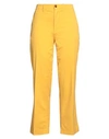 KILTIE KILTIE WOMAN PANTS YELLOW SIZE 10 COTTON, TENCEL, ELASTANE