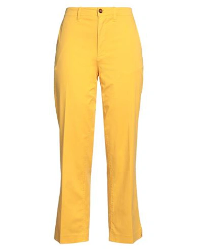Kiltie Woman Pants Yellow Size 10 Cotton, Tencel, Elastane