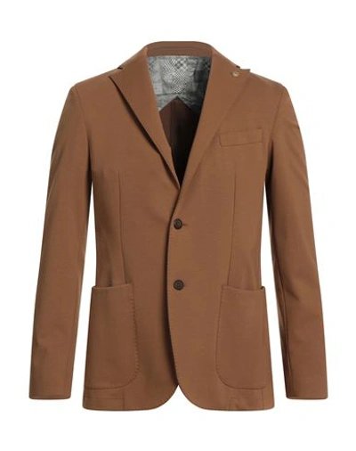 Barbati Man Blazer Brown Size 40 Cotton, Polyamide, Elastane