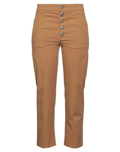 Dondup Woman Pants Camel Size 24 Cotton, Elastane In Beige