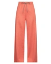 Max Mara Woman Pants Orange Size 14 Cotton, Linen