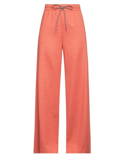 Max Mara Woman Pants Orange Size 14 Cotton, Linen