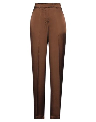 Semicouture Woman Pants Brown Size 12 Acetate, Silk