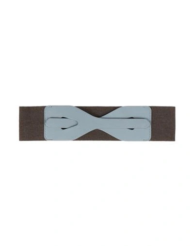 Niū Woman Belt Pastel Blue Size S Textile Fibers, Leather