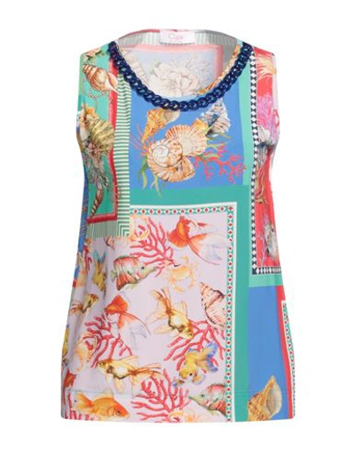 Clips More Woman Tank Top Turquoise Size 4 Viscose, Elastane In Blue