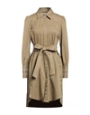 Dondup Woman Mini Dress Khaki Size 8 Cotton, Elastane In Beige