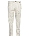 White Sand Men's Pleated Cotton-linen Pants In White