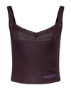 VALENTINO VALENTINO GARAVANI WOMAN TOP DEEP PURPLE SIZE M VISCOSE, METALLIC FIBER, POLYESTER