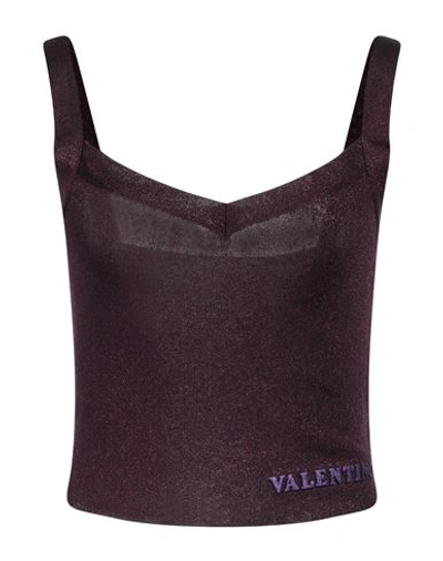 Valentino Garavani Woman Top Deep Purple Size M Viscose, Metallic Fiber, Polyester