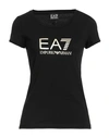 EA7 EA7 WOMAN T-SHIRT BLACK SIZE M COTTON, ELASTANE