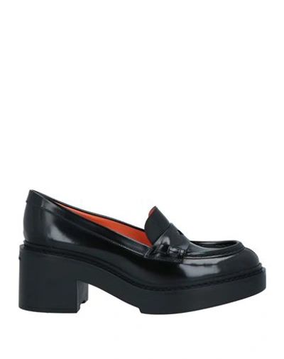 Santoni Woman Loafers Black Size 8.5 Soft Leather