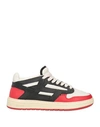 Represent Color Block Textured Leather Low-top Sneakers In Red