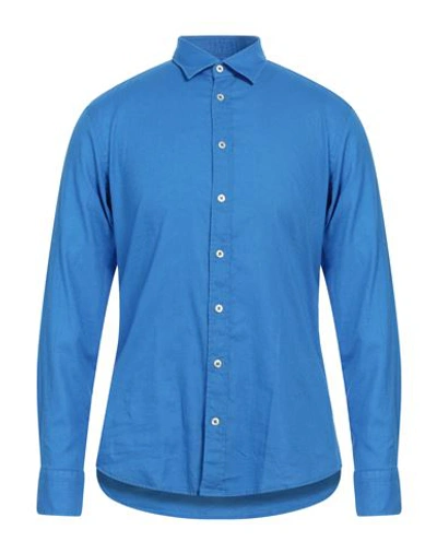 Bastoncino Man Shirt Blue Size 16 ½ Linen, Cotton