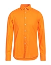 Bastoncino Man Shirt Orange Size 16 ½ Linen, Cotton