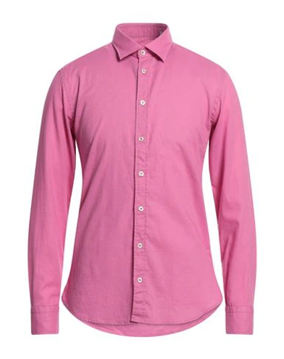 Bastoncino Man Shirt Magenta Size 16 ½ Linen, Cotton