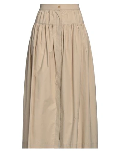 Rosso35 Woman Midi Skirt Beige Size 8 Cotton, Elastane