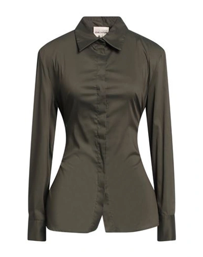 Semicouture Woman Shirt Military Green Size 6 Cotton, Polyamide, Elastane, Polyurethane, Viscose