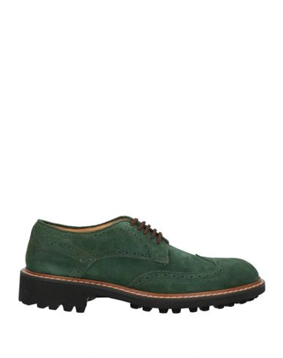 Crisci Man Lace-up Shoes Green Size 10 Soft Leather