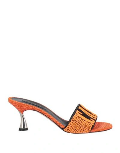 Casadei Woman Sandals Orange Size 10 Textile Fibers