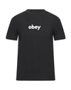Obey Man T-shirt Black Size M Cotton